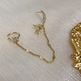 Pave Moon and star ear chain