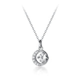 Sterling Silver Moon in the sky pave necklace