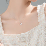 Sterling Silver Moon in the sky pave necklace