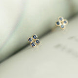 Sterling Silver Sapphire Celestial Studs