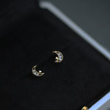 Mini pave moon earrings