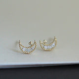 Mini pave moon earrings