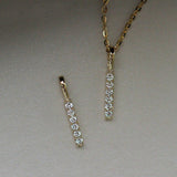 Sterling silver mini diamond bar necklace