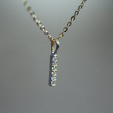 Sterling silver mini diamond bar necklace