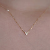 Sterling silver mini heart pave necklace