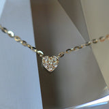 Sterling silver mini heart pave necklace