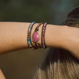 Rhodonite & Jasper Wrap Bracelet