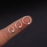 Sterling Silver thin hoop ring barbell