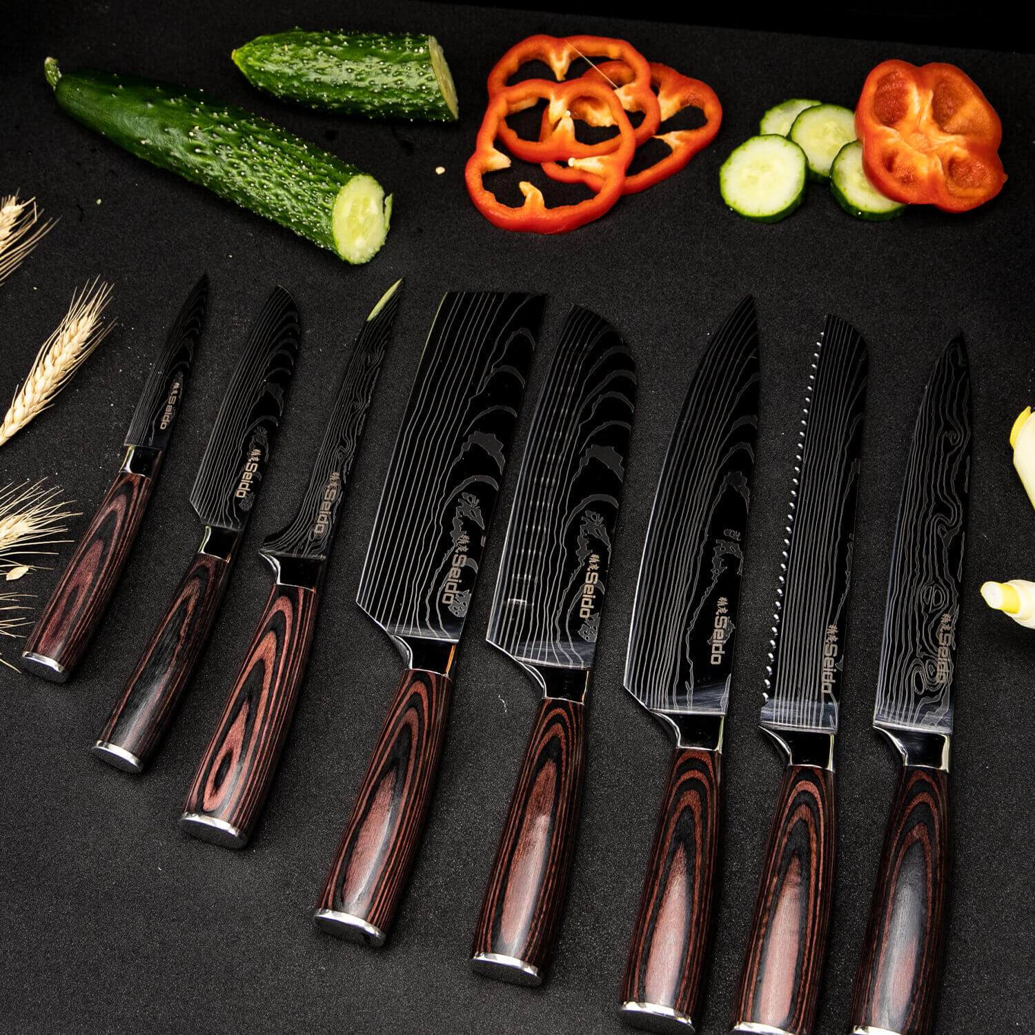 Seido Tengoku 10-Piece Damascus Chef Knife Set