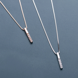 Sterling silver mini diamond extended bar necklace