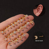 Flower and stars tiny cartilage barbell