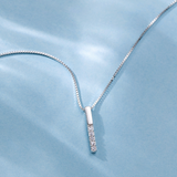 Sterling silver mini diamond extended bar necklace