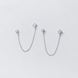 Double pave diamonds chain earrings