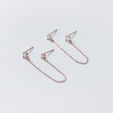 Double pave diamonds chain earrings