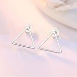 Silver Hollow Geometric Stud Earrings