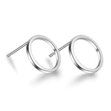 Silver Hollow Geometric Stud Earrings