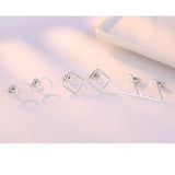 Silver Hollow Geometric Stud Earrings