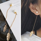 Celestial Feather with Pearl earrings