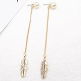 Celestial Feather with Pearl earrings