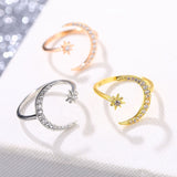 Celestial Moon and Star Sterling Silver Rings