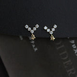 Sterling Silver Classic V-shaped Star Earrings