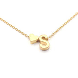 Initial Letters with Heart Pendant Necklace