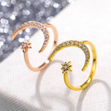 Celestial Moon and Star Sterling Silver Rings