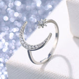 Celestial Moon and Star Sterling Silver Rings