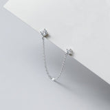 Double pave diamonds chain earrings