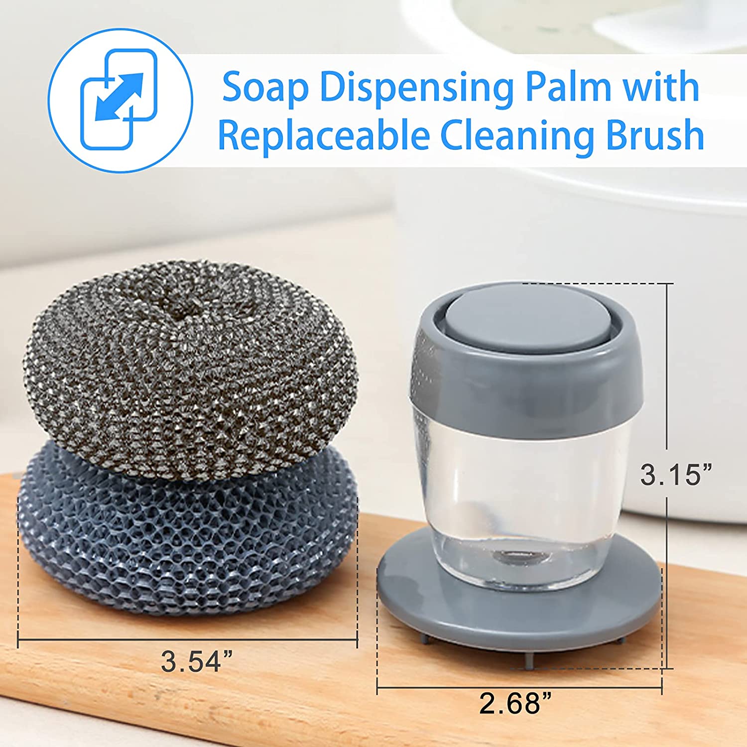 Soap Dispensing Palm Brush Scrub Cleaning Brush With Liquid Storage Ta