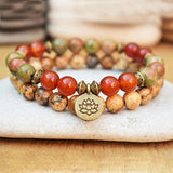 Jasper & Carnelian Mala Bead Bracelets