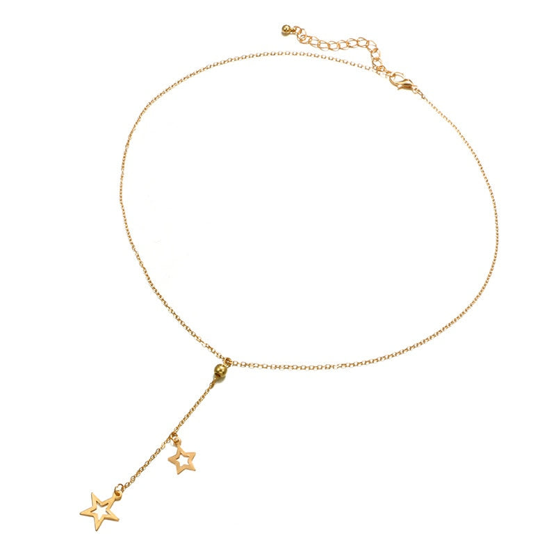 Double Star Pendants Necklace