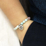 Rose Quartz & Amazonite Bead Mala Bracelet