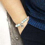 Rose Quartz & Amazonite Bead Mala Bracelet