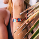 Rainbow Jasper Leather Wrap Bracelet