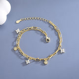 Sterling Silver Flowers Charm Bracelet