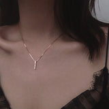 Sterling silver mini diamond extended bar necklace